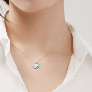 Tiffany Blue Double Heart Tag Pendant (925 necklace)